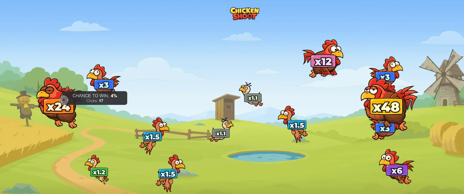 Chicken shoot clicks.